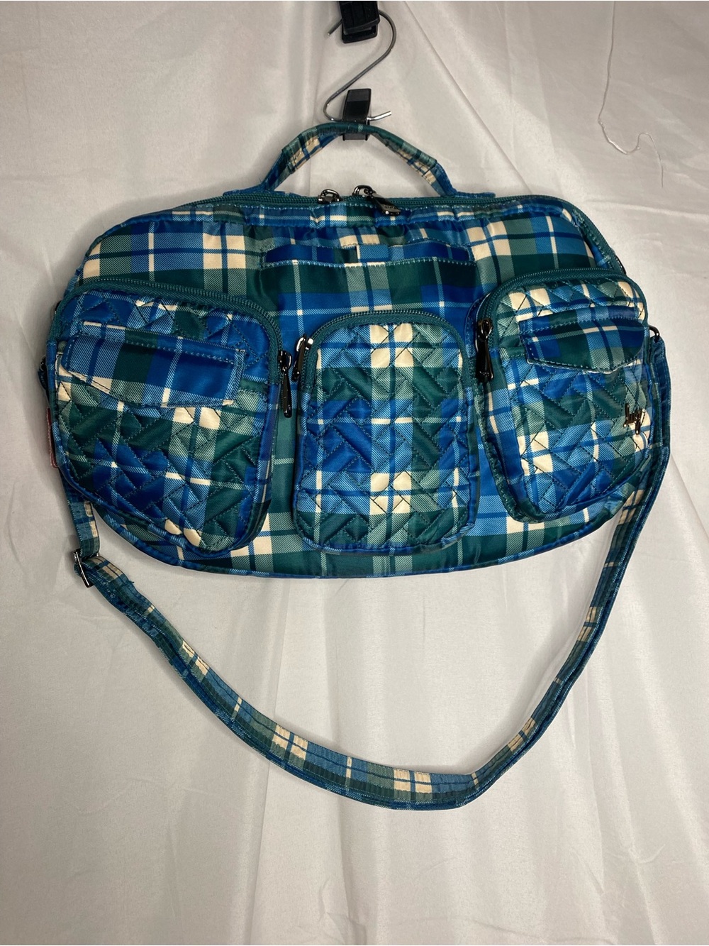 LUG Railcar Crossbody Bag Navy Plaid - Picture 2 of 16